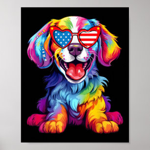 Rainbow Cute Dog Love Funny Colourful Puppy Happy Poster