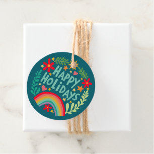 Rainbow Cute Hand-drawn Colorful Christmas Holiday Favour Tags
