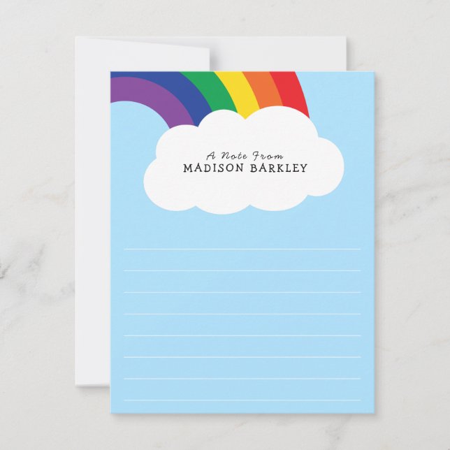 Rainbow Cute Kids Flat Stationary Cards (Front)