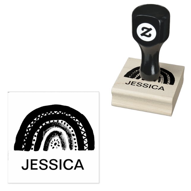 Rainbow Cute Kids Modern Watercolor Rubber Stamp (Stamped)