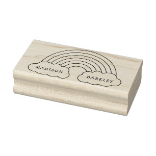 Rainbow Cute Kids Name Rubber Stamp