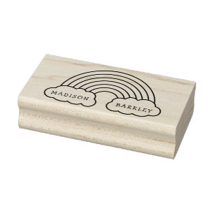 Rainbow Cute Kids Name Rubber Stamp