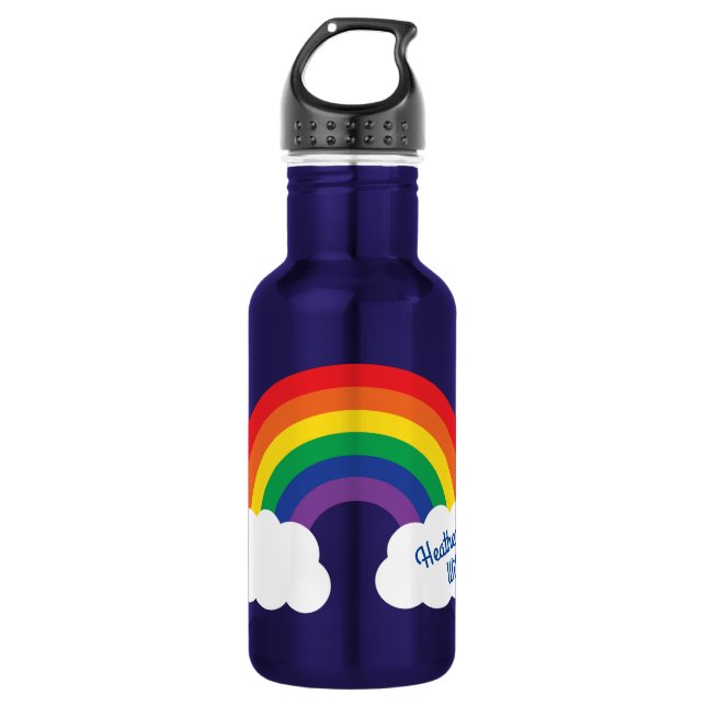 Rainbow Cute Kids Water Bottle with Name (Front)