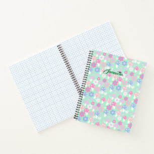 Rainbow, Cute Mushrooms And Flowers Notebook