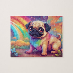 Rainbow Cute Pug Jigsaw Puzzle