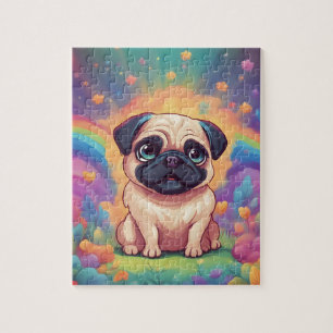 Rainbow Cute Pug Jigsaw Puzzle
