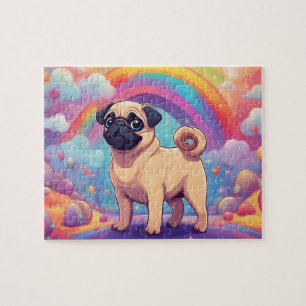 Rainbow Cute Pug Jigsaw Puzzle