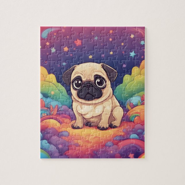 Rainbow Cute Pug Jigsaw Puzzle (Vertical)