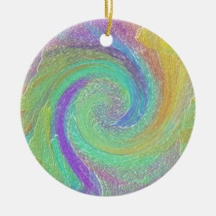 Rainbow Cyclone Abstract Art Ceramic Tree Decoration