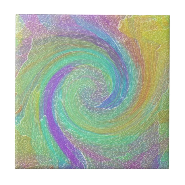 Rainbow Cyclone Abstract Art Tile (Front)