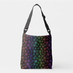 Rainbow D20 RPG Dice Pattern Crossbody Bag