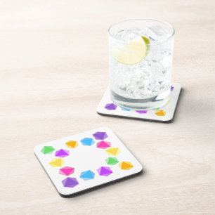 Rainbow D8 Dice Drink Coasters