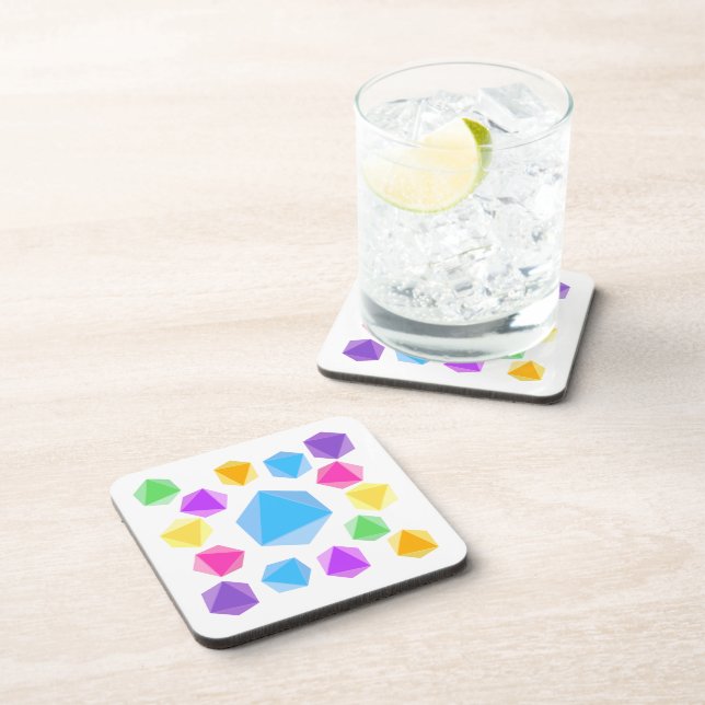 Rainbow D8 Dice Drink Coasters (Right Side)
