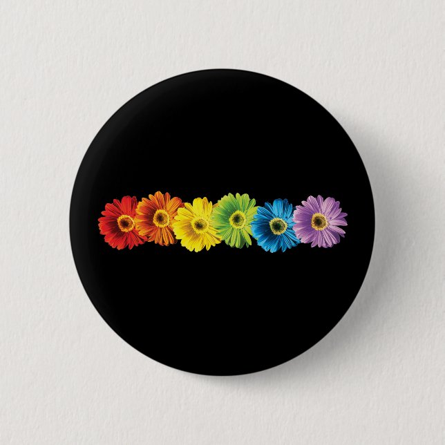 Rainbow Daisies 6 Cm Round Badge (Front)