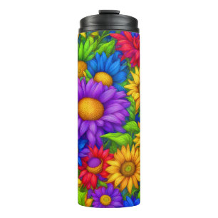 Rainbow Daisies Abstract #966 - Thermal Tumbler