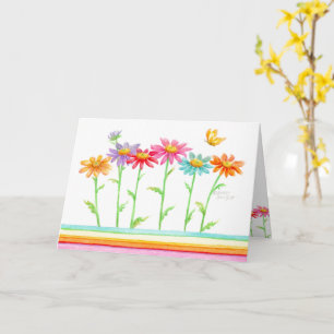 Rainbow Daisies Beautiful Birthday Greeting Card