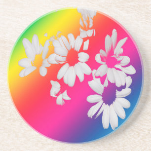 Rainbow daisies coaster