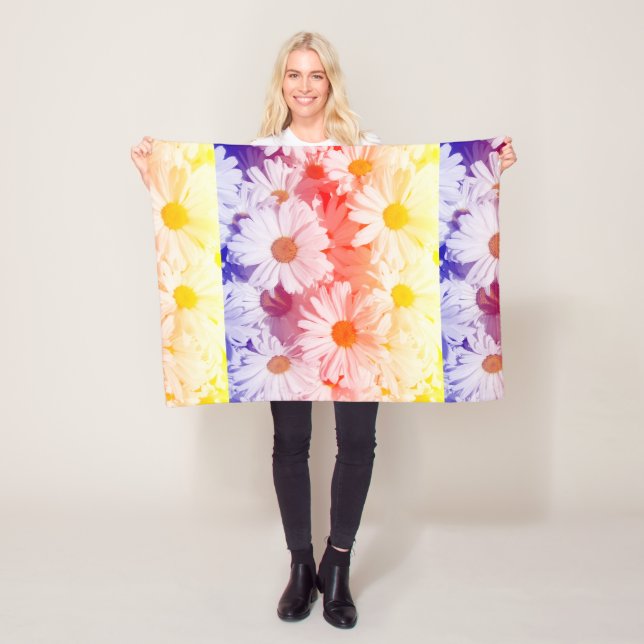 Rainbow Daisies Fleece Blanket (In Situ)
