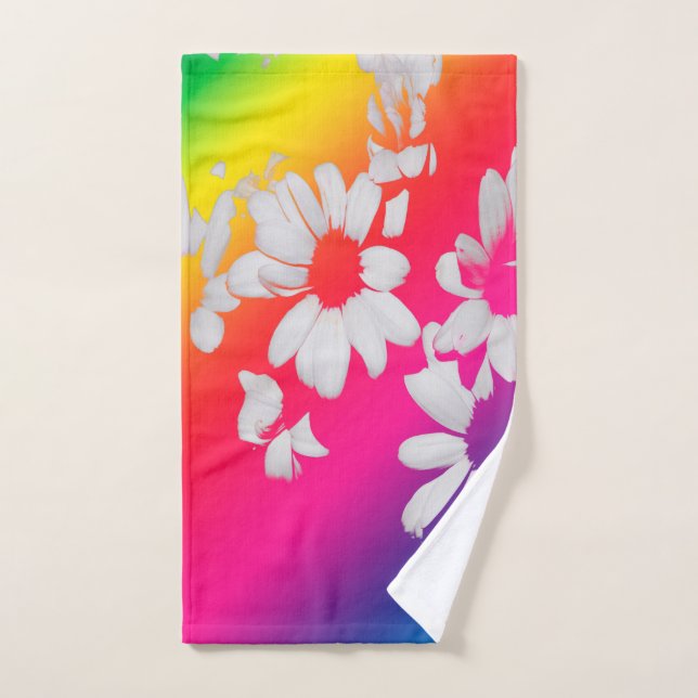 Rainbow daisies hand towel (Hand Towel)