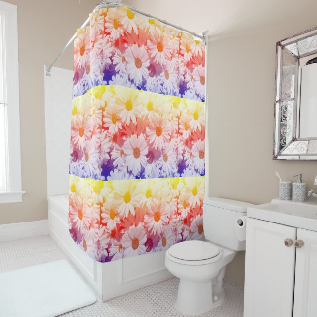 Rainbow Daisies Shower Curtain (In Situ)