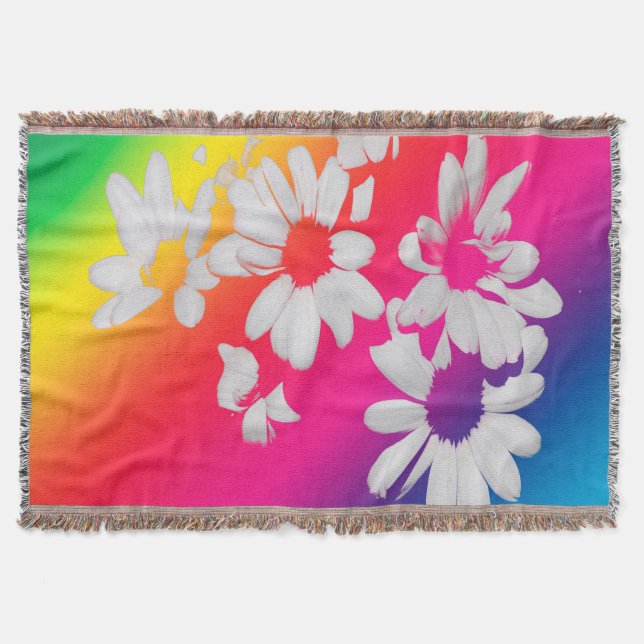 Rainbow daisies throw blanket (Front)