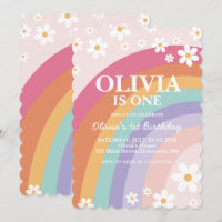 Rainbow Daisy Birthday Invitation