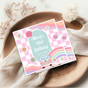 Rainbow Daisy Car Birthday Napkin