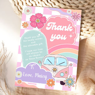Rainbow Daisy Car Thank You Card