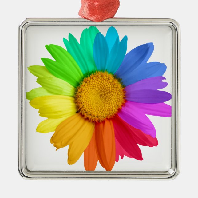 Rainbow Daisy Metal Tree Decoration (Front)