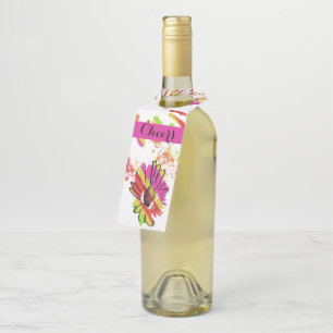 Rainbow Daisy Strip Design Bottle Hanger Tag