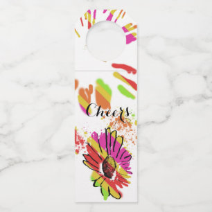 Rainbow Daisy Strip Design Bottle Tag