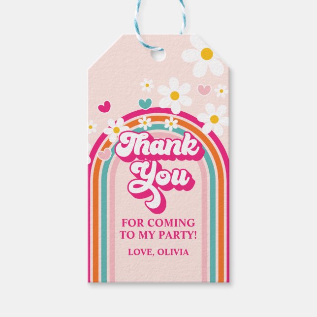 Rainbow Daisy Thank You Gift Tags (Front)