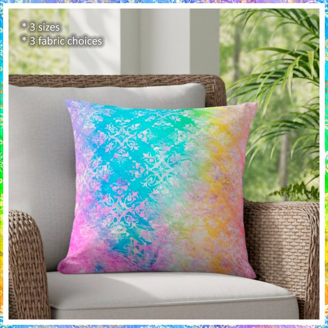 [Rainbow Damask] Elegant Colourful Pastels Cushion (Beautiful in any setting. )