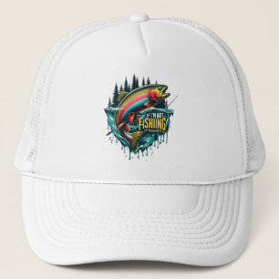 Rainbow Dance A Vibrant Fish Leaps From the Water Trucker Hat