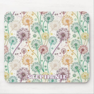Rainbow Dandelion Breeze – Whimsical Floral Mouse Mat