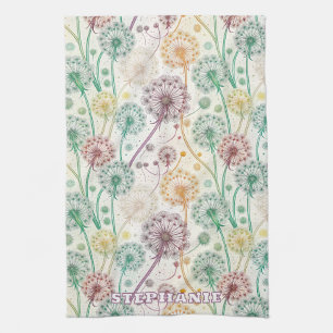 Rainbow Dandelion Breeze – Whimsical Floral Tea Towel