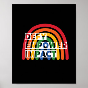 Rainbow Defy Empower Impact Sticker Poster