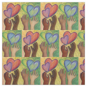 Rainbow DEI Love Hearts Material Art Fabric