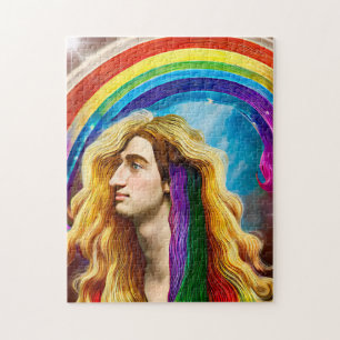 Rainbow Deity Man Of All love Fantasy Art   Jigsaw Puzzle