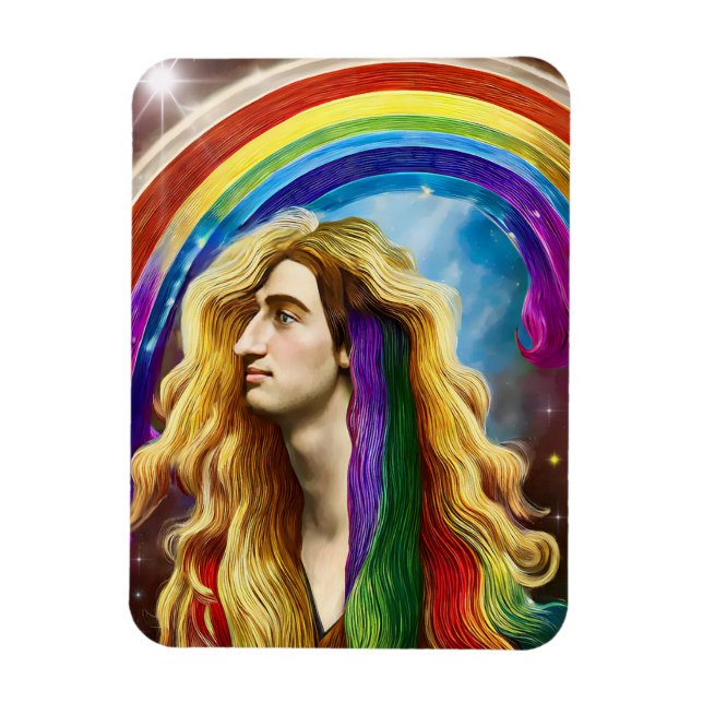 Rainbow Deity Man Of All love Fantasy Art  Magnet (Vertical)