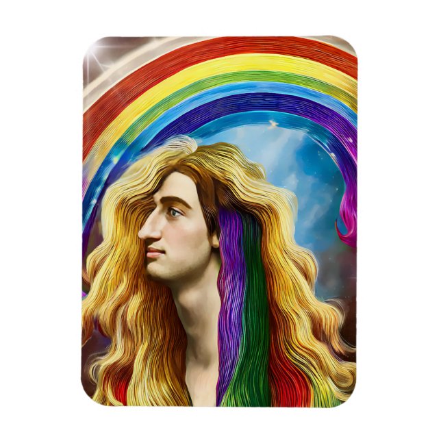 Rainbow Deity Man Of All love Fantasy Art   Magnet (Vertical)