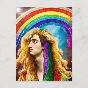 Rainbow Deity Man Of All love Fantasy Art  Postcard