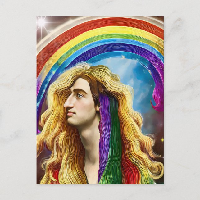 Rainbow Deity Man Of All love Fantasy Art  Postcard (Front)