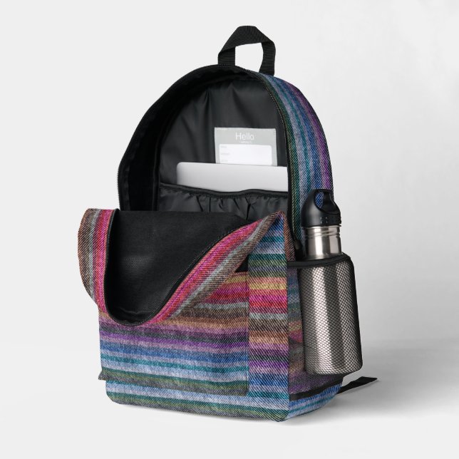 Rainbow Denim Pattern Printed Backpack (Back Corner Right (Open))