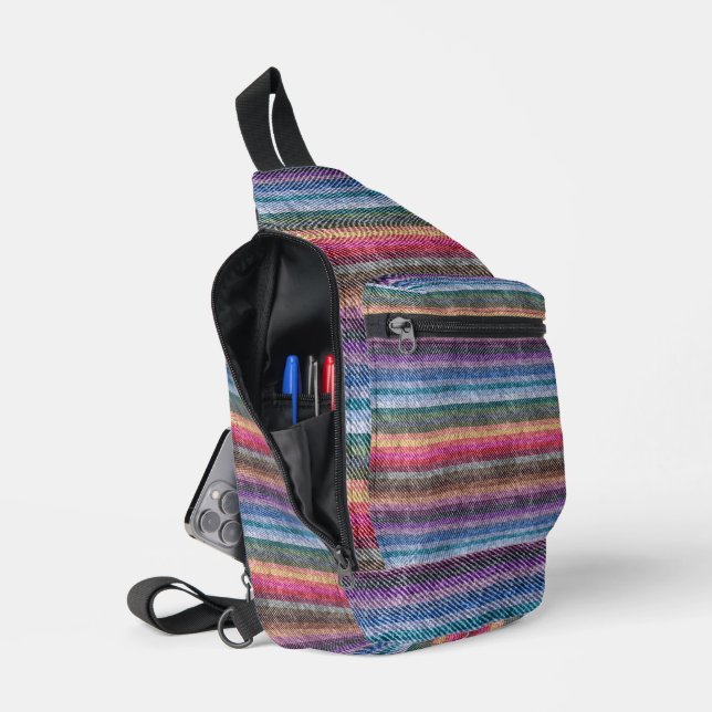 Rainbow Denim Pattern Sling Bag (Open)