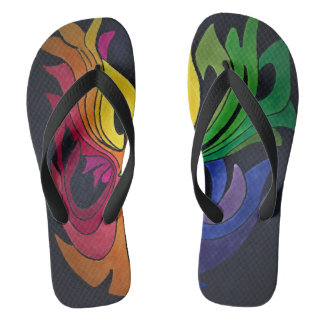 rainbow design flip flops