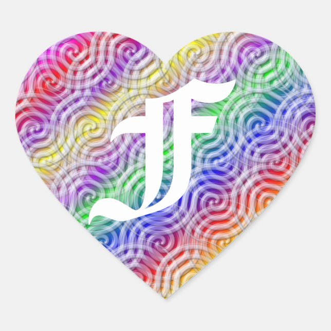 Rainbow Design Monogram Letter F Sticker (Front)