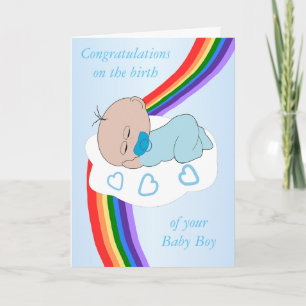 Rainbow Design New Born Baby Boy Card