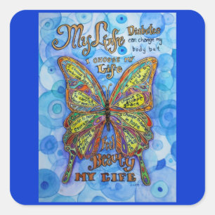 Rainbow Diabetes Butterfly Support Label Stickers