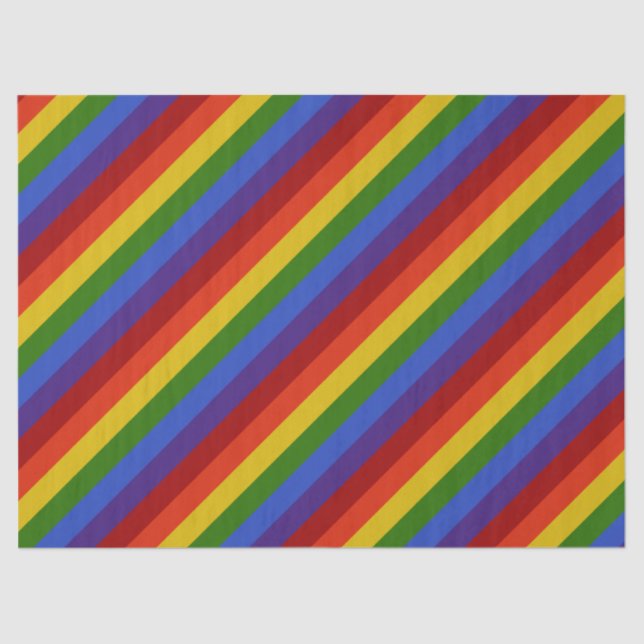 Rainbow Diagonal Classic Stripes Retro Tissue Paper (Front)